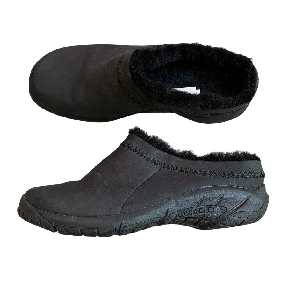 Merrell Encore Ice 4 Black Leather Slip On Clog Outdoor Shoes W Size US 10.5 - Picture 3 of 9